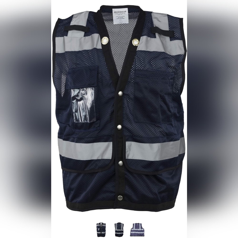 Ironwear 1279-BS-RD-CID-7-4XL Polyester SAFETY Vest with Snaps, SIZE 4XL